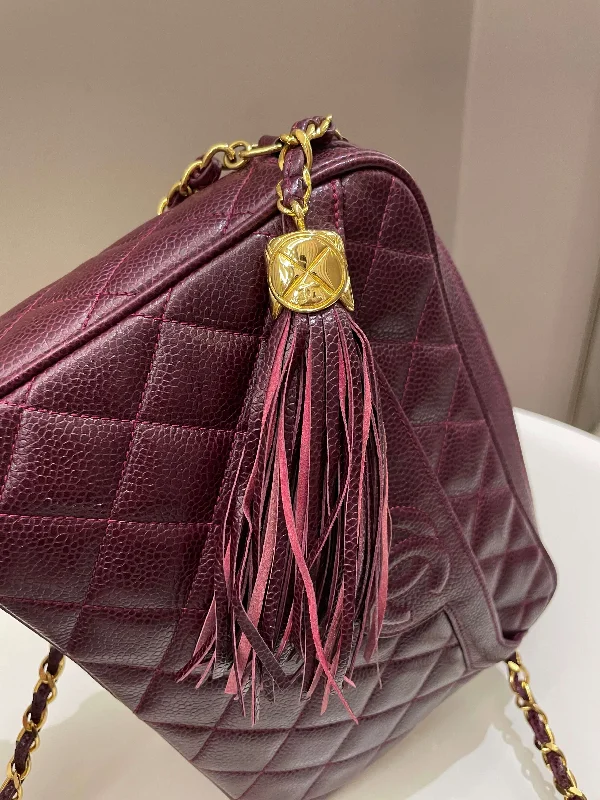 Chanel Luxury Handbag for High - End EventsChanel Vintage Camera Bag Tassle Burgundy Caviar