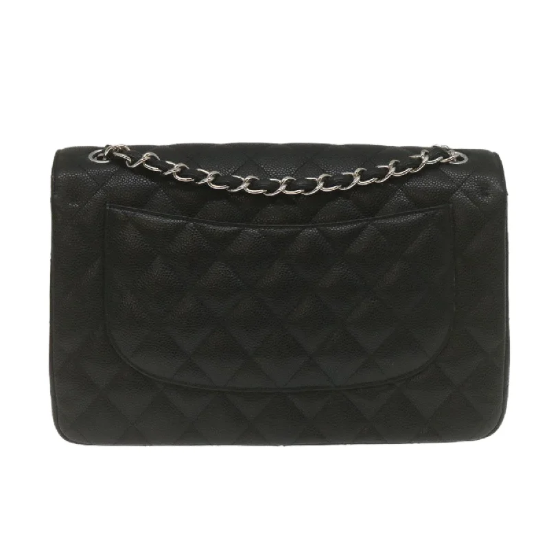 Chanel Designer Handbag with Unique DesignCHANEL Caviar Skin Chain Double Flap Big Matelasse ShoulderBag Black  29507A