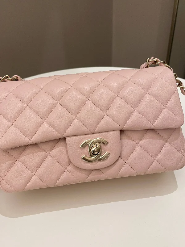 Chanel Quilted Leather Shoulder Bag for FashionistasChanel Classic Quilted Mini Rectangular Pale Pink Lambskin