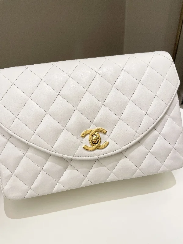 Chanel New Arrival Handbag with Gold HardwareChanel Vintage Quilted Flap Bag White Lambskin