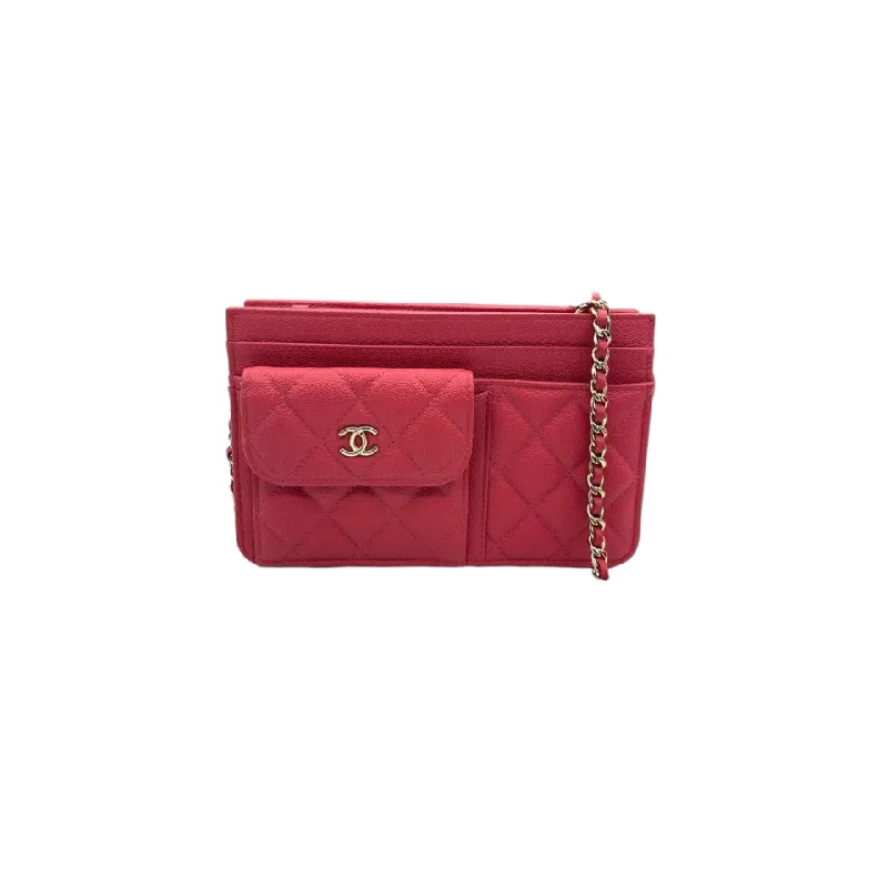 Chanel Chain Strap Handbag for Everyday UseCaviar Quilted Front Pocket Wallet on Chain Pink GHW