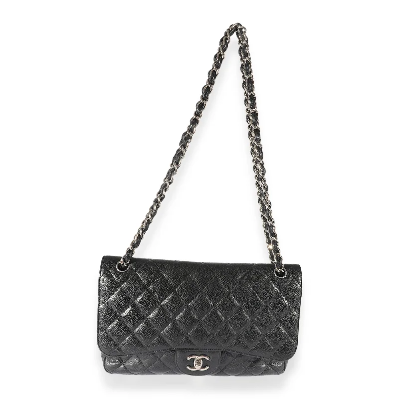 Chanel Medium Tote Bag for Office LadiesCHANEL Black Caviar Leather Jumbo Double Flap Bag