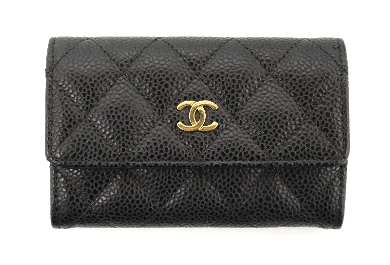 Chanel Quilted Leather Shoulder Bag for FashionistasChanel Black Caviar Quilted Leather CC Flap Card Holder