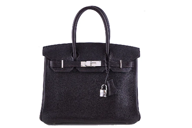 Hermes 30cm Birkin Bag in Ebene Dark Brown Evergrain, PHW