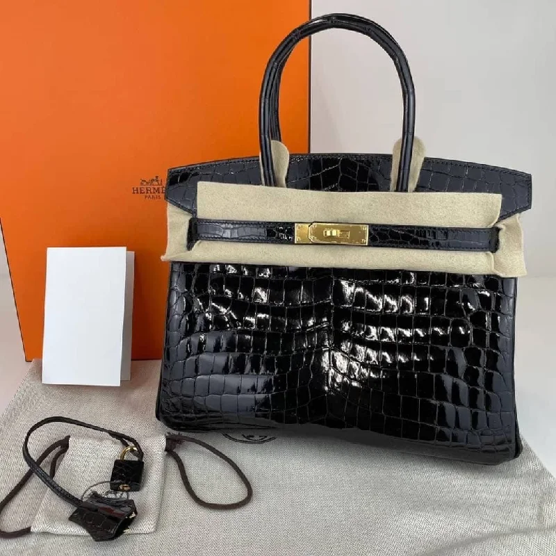 Hermes Birkin 30 Black Shiny Alligator GHW #Y SKCB-098671