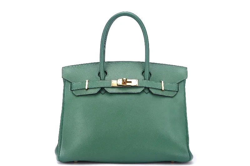 HERMES BIRKIN 30 (STAMP B (1998)) VERT BENGALE COURCHEVAL LEATHER GOLD HARDWARE, WITH KEYS, LOCK & DUST COVER