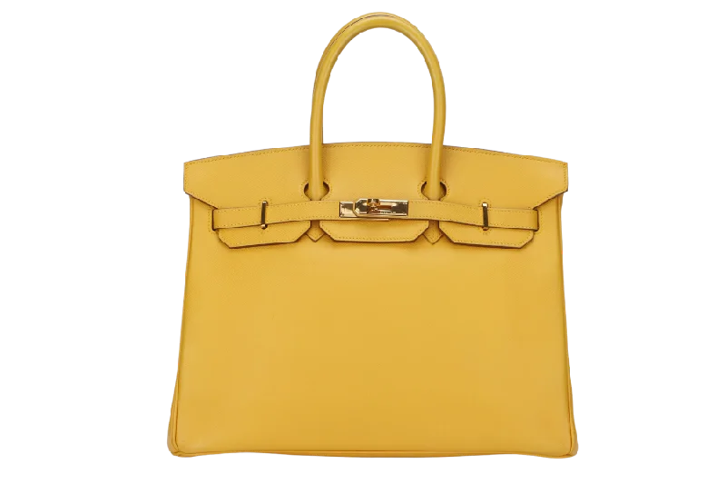 HERMES BIRKIN 35 (STAMP Z CIRCLE) YELLOW MUSTARD COURCHEVAL LEATHER GOLD HARDWARE WITH KEYS&LOCK, RAINCOAT & DUST COVER