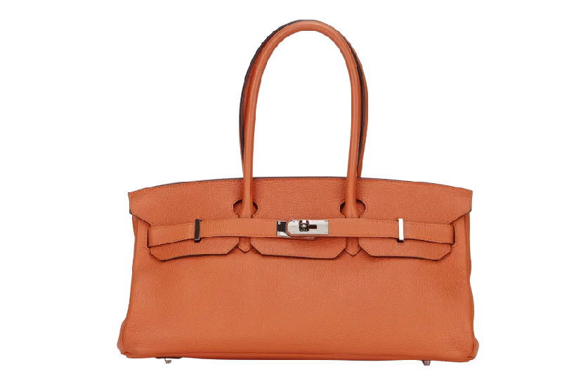 HERMES BIRKIN 45 SHOULDER BAG [STAMP P SQUARE (YEAR 2012)] ORANGE TAURILLON CLEMENCE LEATHER PALLADIUM HARDWARE, WITH KEYS, LOCK, RAINCOAT & DUST COVER