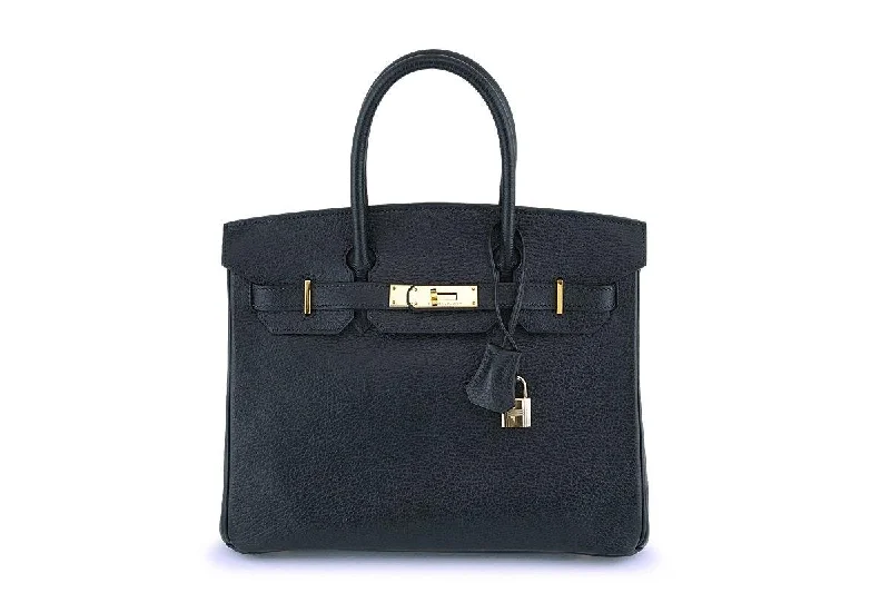 Hermes Black Ardennes 30cm Birkin Tote Bag 24k GHW