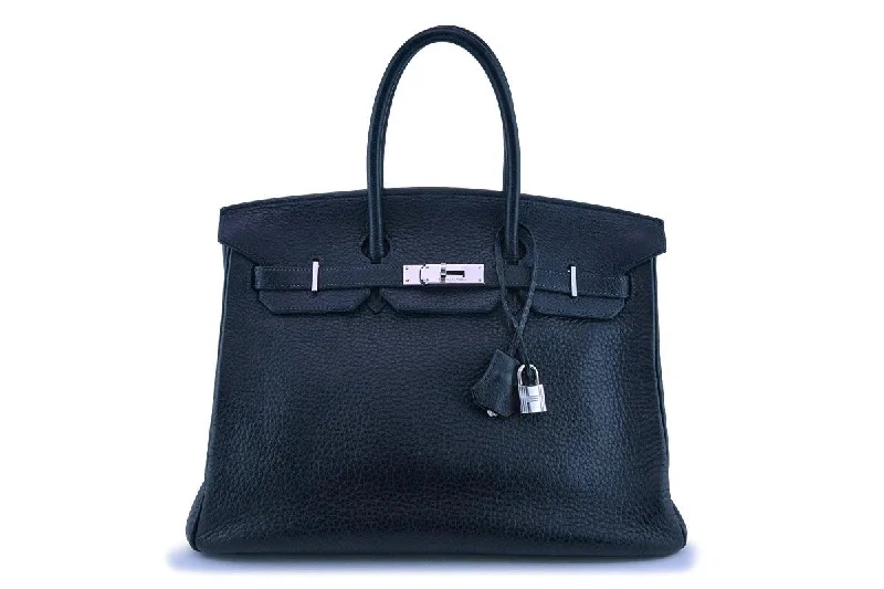 Hermes Indigo Clemence Blue-Black 35cm Birkin Bag PHW