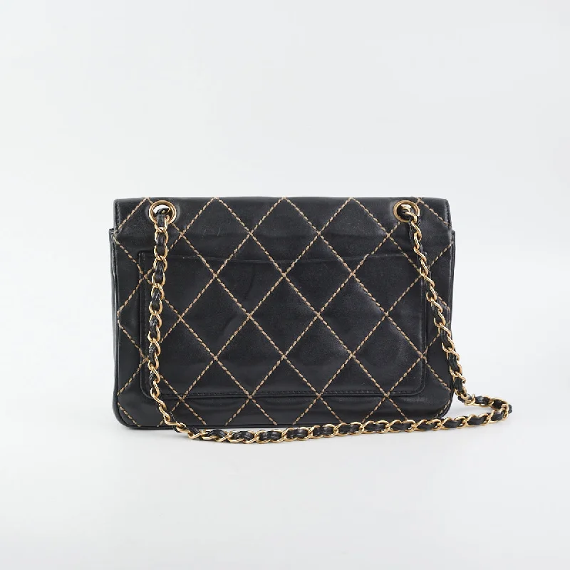 Chanel All - Match Handbag for Versatile StylingChanel Wild Stitch Classic Flap Shoulder Bag Black