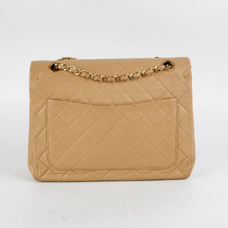 Chanel Designer Handbag with Unique DesignChanel Vintage Square Double Flap Beige Lambskin - Series 1