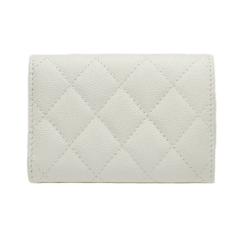 Chanel Designer Handbag with Unique DesignCHANEL Matelasse Classic Small Flap AP0230 Fold Wallet White Caviar Skin Men Women