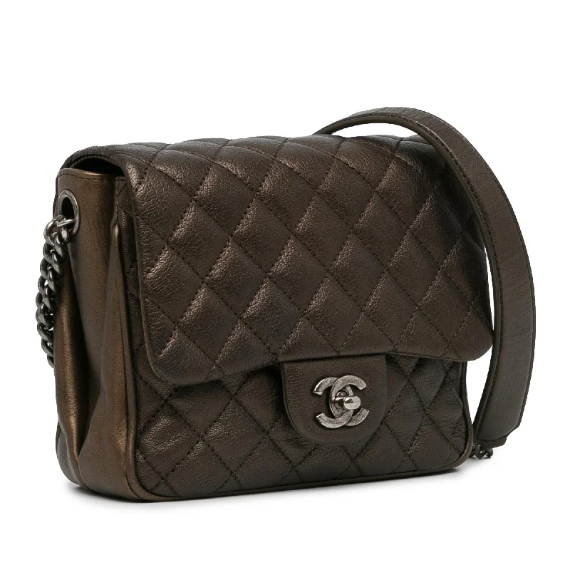 Chanel New Arrival Handbag with Gold HardwareChanel Small Metallic Goatskin Rock in Rome Flap (U8bYRV)