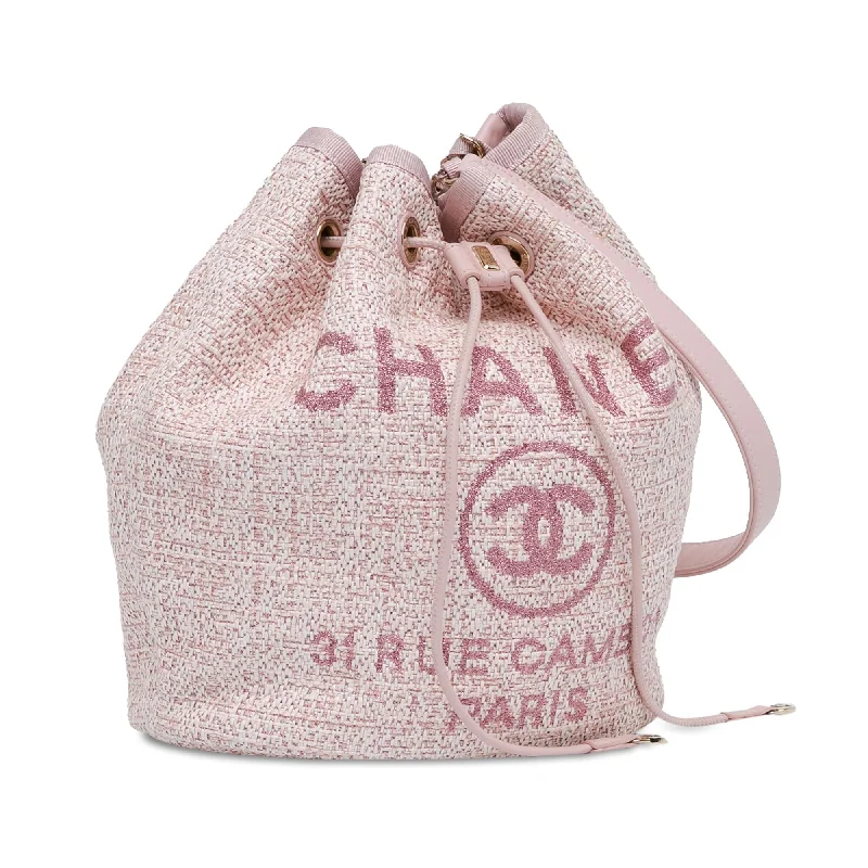 Chanel Handbag with Adjustable Strap for ComfortChanel Tweed Deauville Drawstring Bucket Bag (2B1zbV)