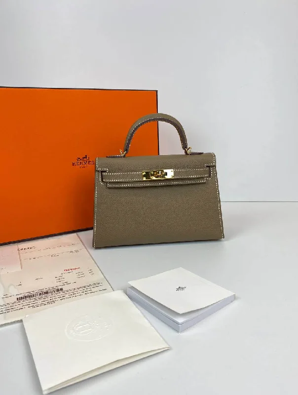 Hermes Kelly 20 Mini Sellier Bag Gray Epsom Gold Hardware