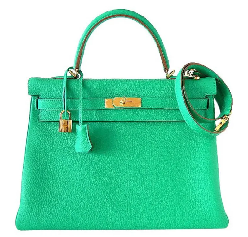 Hermès Clemence Kelly 35 Bag Menthe