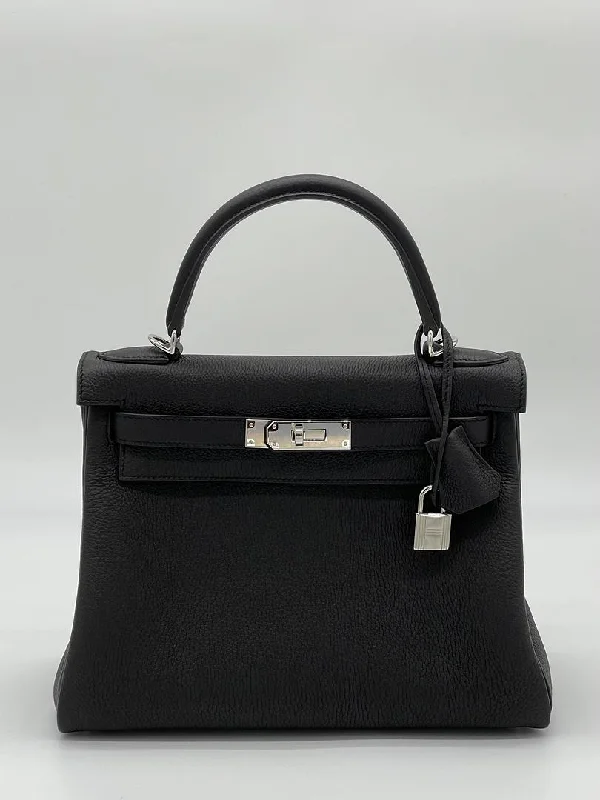 Hermes Kelly II Retourne 28 Togo Noir Palladium Hardware