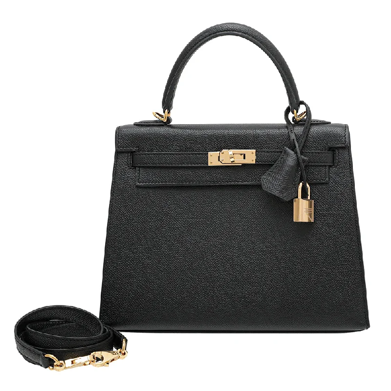 Hermes Noir Sellier Kelly 25 Bag