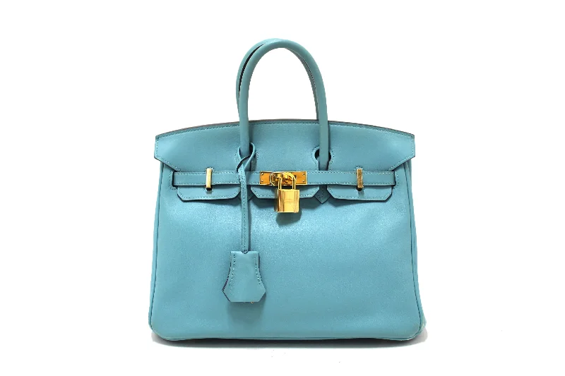 Hermes Swift Bleu Atoll Togo Leather Birkin 25 Handbag