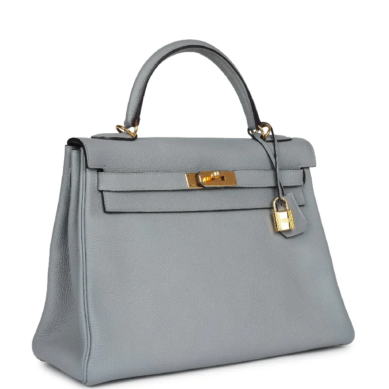 Hermes Kelly Retourne 32 Bleu Glacier Togo Gold Hardware