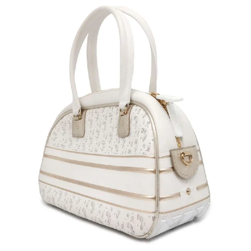 Christian Dior handbags with a snap - button closure and a decorative buckleDior Medium Classic Bowling Bag White/Gold Leather