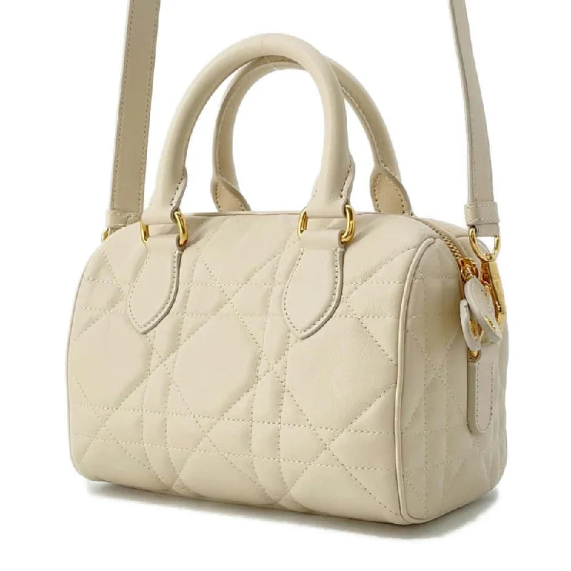 Stylish Christian Dior shoulder bags with a tassel - adorned zipperDior Macrocannage Groove 20 2WAY Handbag Dusty Ivory M1364UBOL Calf Leather Size Small