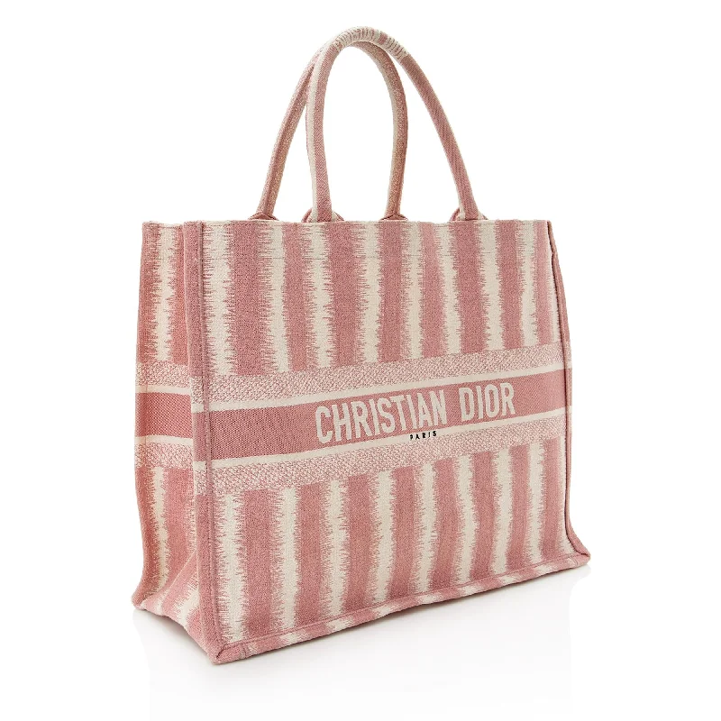 Fashion - forward Christian Dior tote bags for the modern womanChristian Dior Embroidered Striped Book Tote