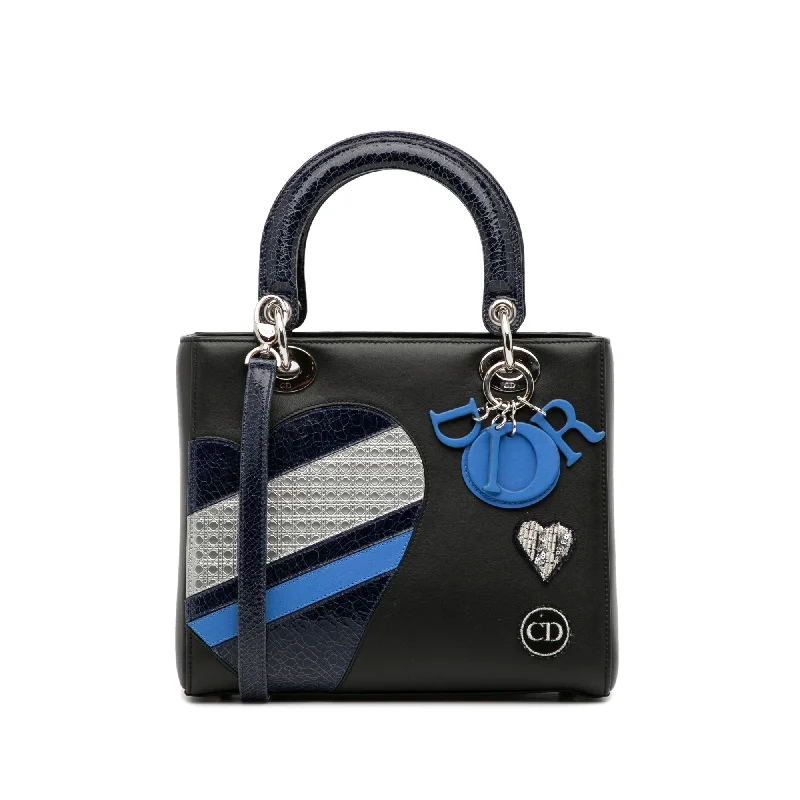 Christian Dior bags with a zip - top closure and multiple compartmentsDior Lady Dior Patchwork Medium Black Leather