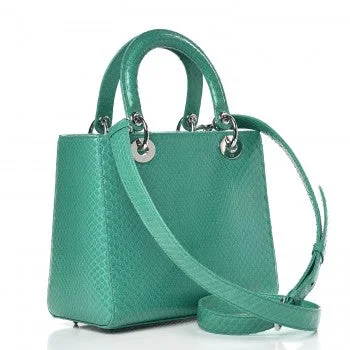 Christian Dior tote bags with a printed Dior logo on the frontDior Lady Dior Python Medium Lady Dior- Green