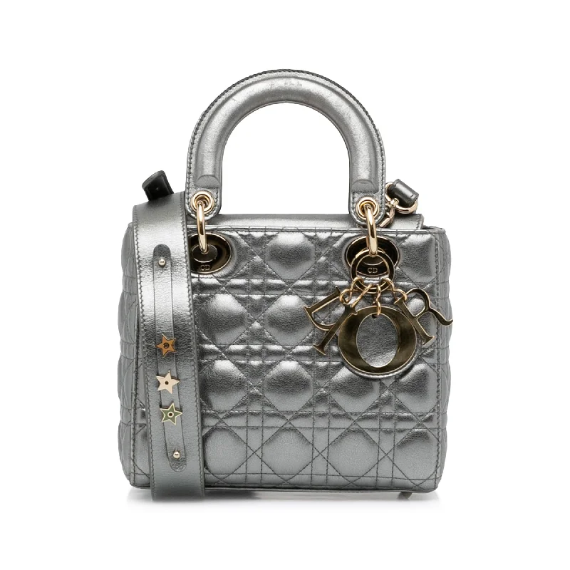 Contemporary Christian Dior handbags with a unique shapeDior Lady Dior My ABCDior Silver Cannage Quilted Leather