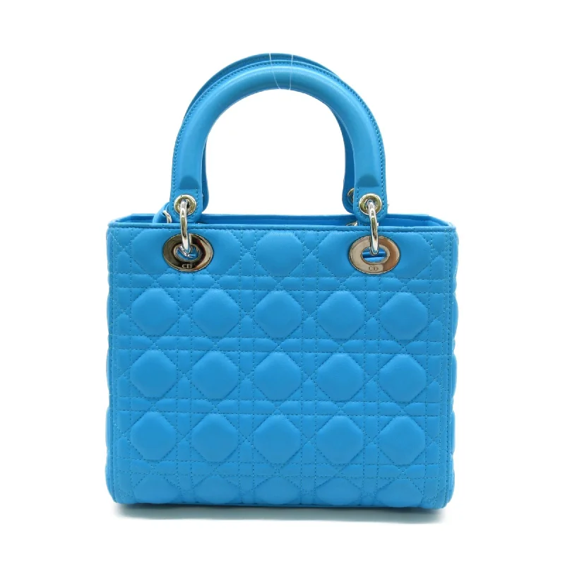 Christian Dior bags with a side - pocket for holding a water bottleDior Lady Dior Tote Bag Blue Lambskin [sheep leather]