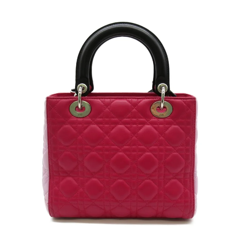 High - fashion Christian Dior bags with a geometric patternDior Lady dior tote Pink Black Lambskin [sheep leather]