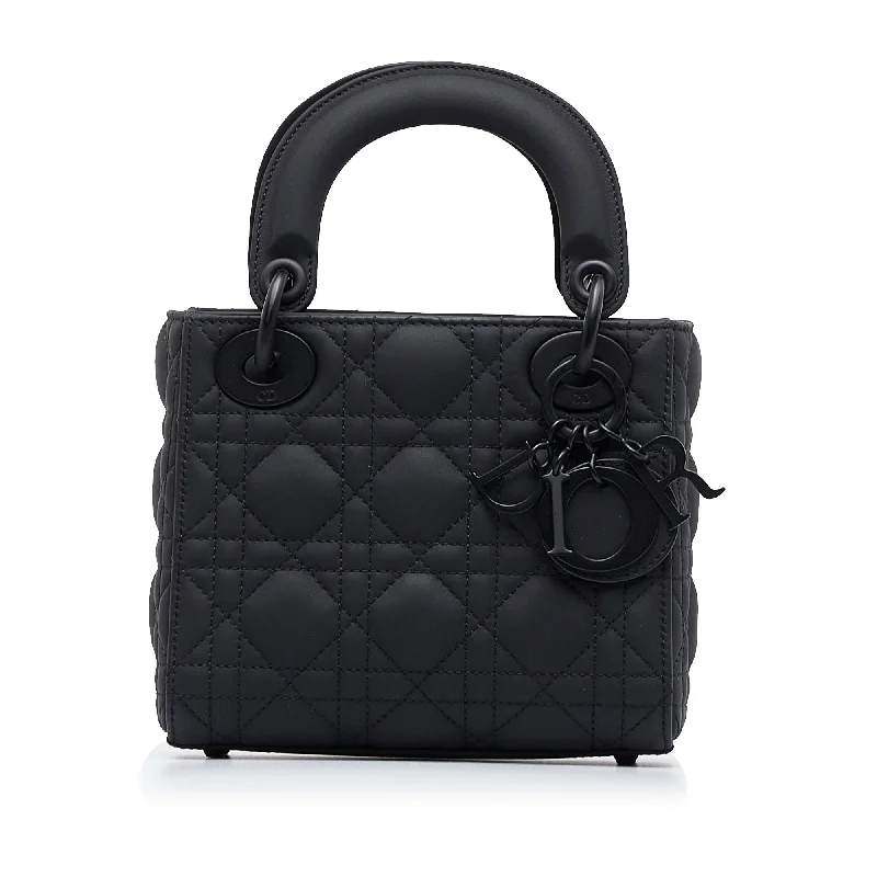 Christian Dior tote bags with a double - handle and shoulder - strap optionDior Lady Mini Ultramatte Black Cannage Quilted Leather Black