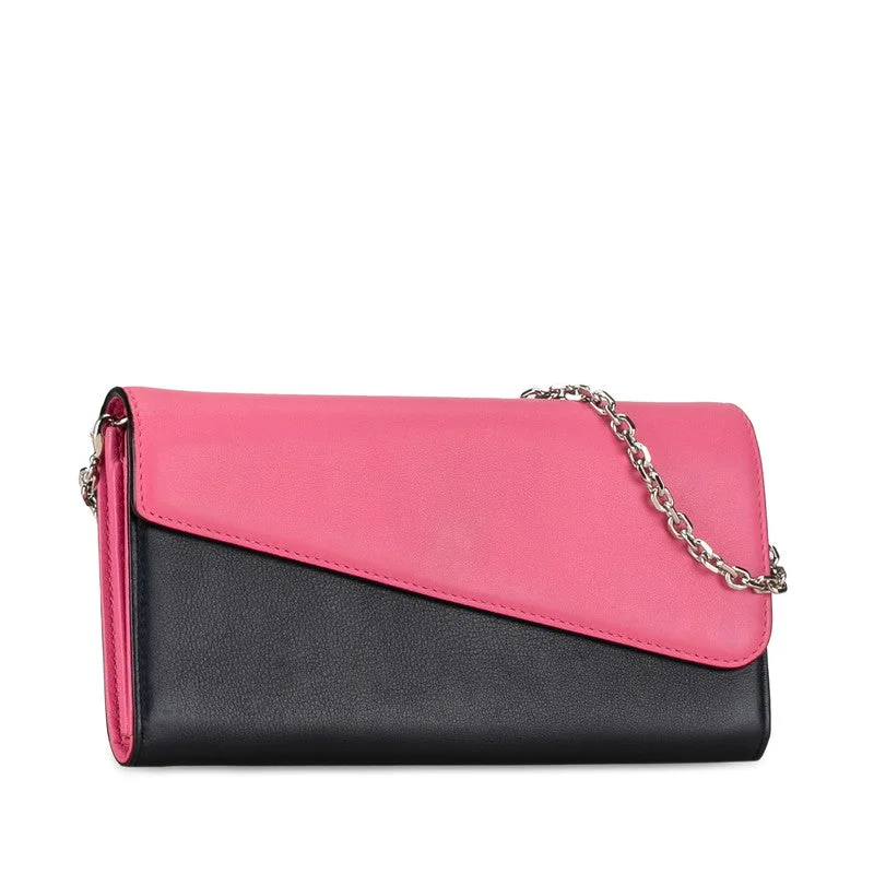 Christian Dior bags with a quilted pattern and gold - toned hardwareDior Long Wallet Chain Wallet Pink Navy Leather  Dior ()