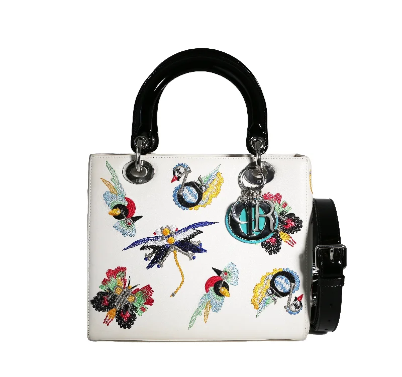 Contemporary Christian Dior handbags with a unique shapeDior Medium Lady Smooth Calfskin Animals Embroidery