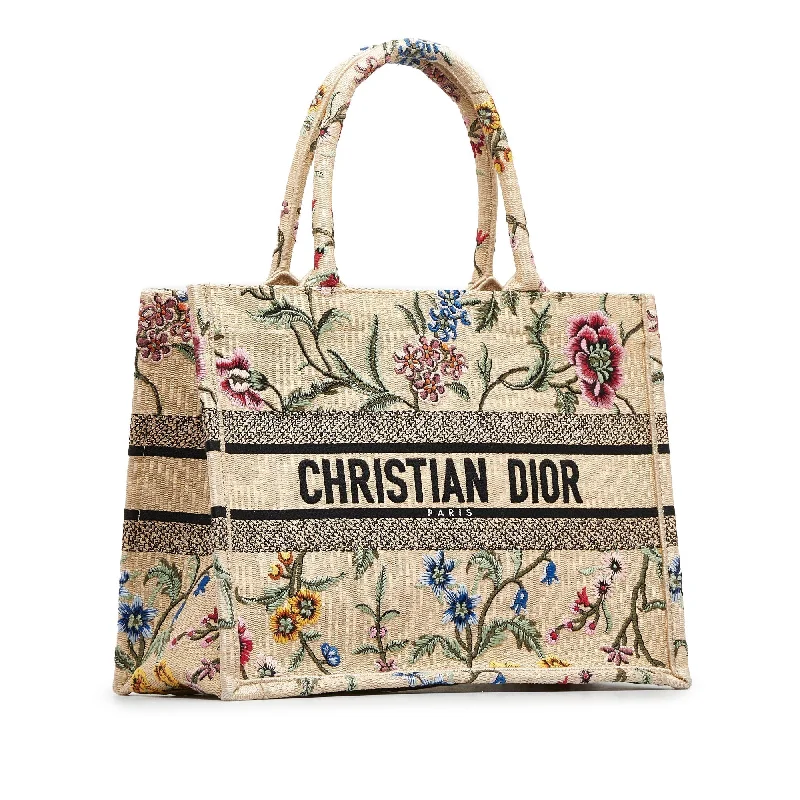 Christian Dior handbags with a removable shoulder strap for versatilityDIOR Medium Petite Fleurs Raffia Book Tote Tote Bag