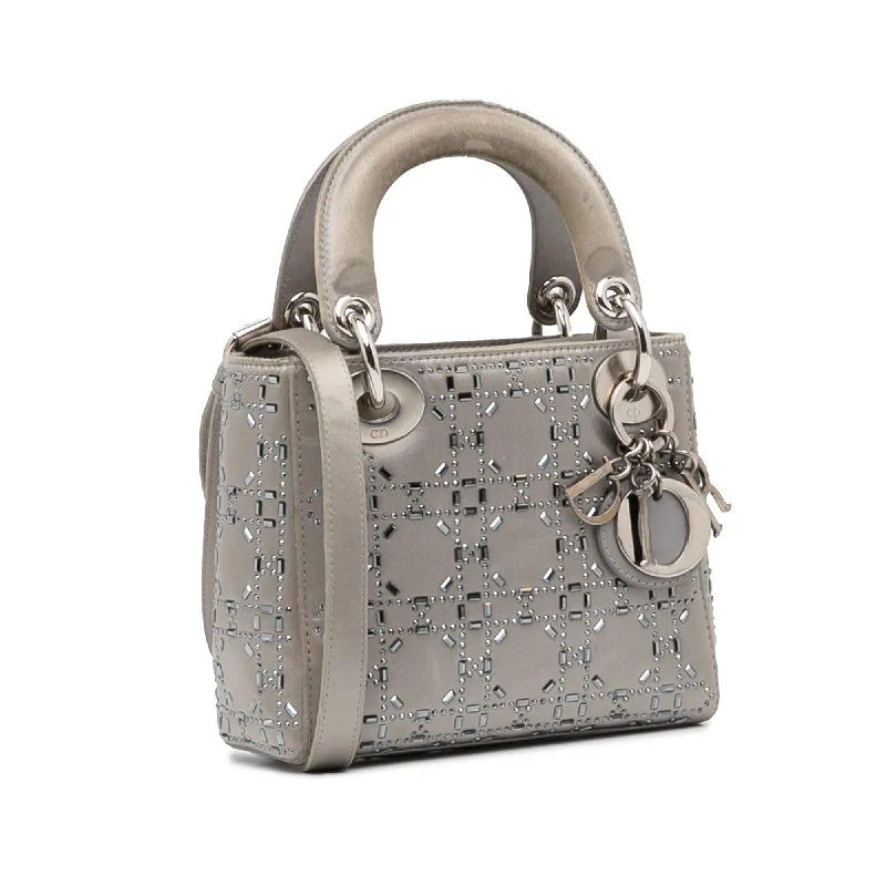 Christian Dior Saddle bags with a distressed leather finishDior Mini Crystal-Embellished Satin Lady Dior (aOljQE)