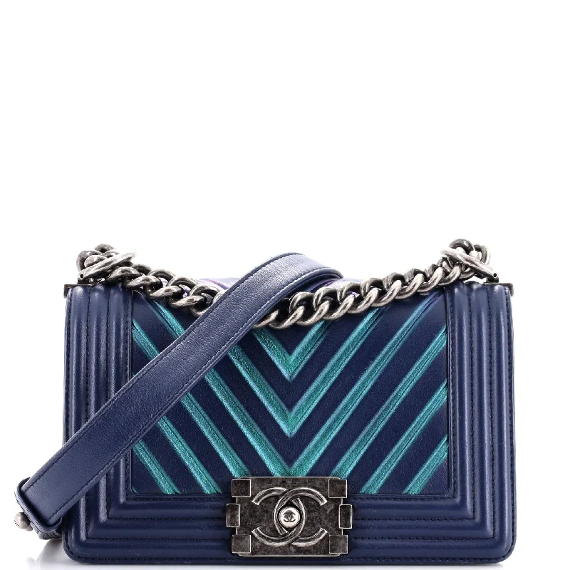 Christian Dior Saddle bags with a studded trim for a bold lookBoy Flap Bag Chevron Painted Calfskin Small