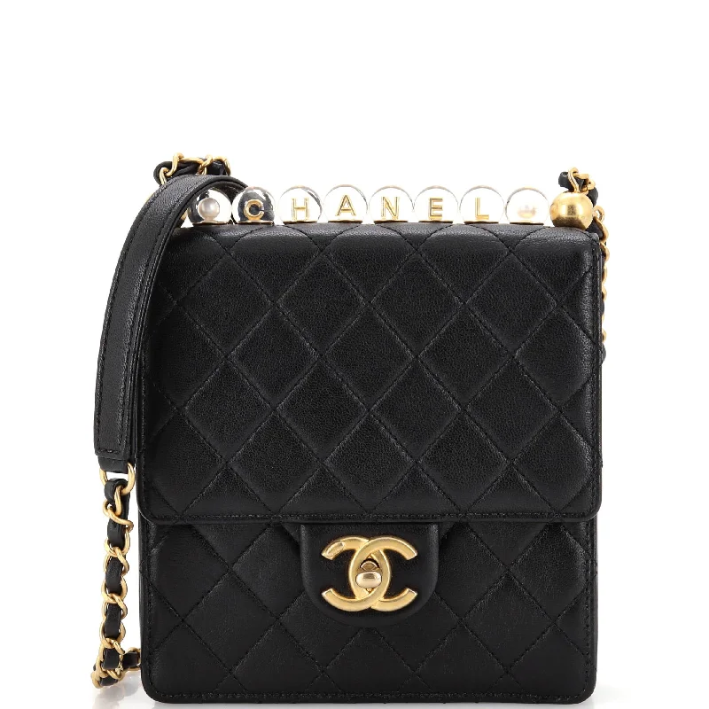 Christian Dior crossbody bags with a front - flap pocket for easy accessChic Pearls Flap Bag Quilted Goatskin with Acrylic Beads Mini