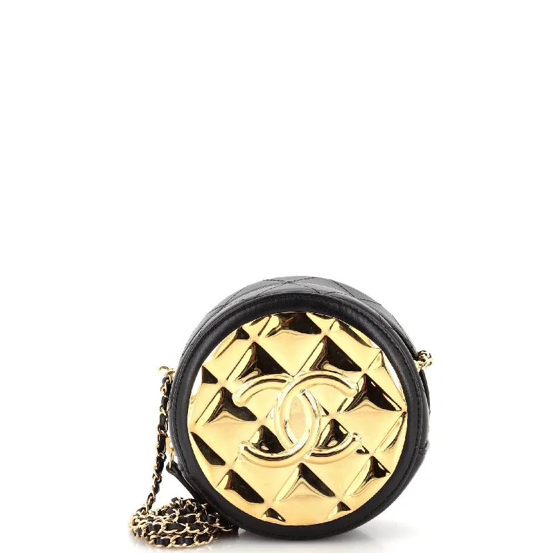 Stylish Christian Dior shoulder bags with a tassel - adorned zipperGolden Plate Round Clutch with Chain Quilted Metal and Lambskin Mini