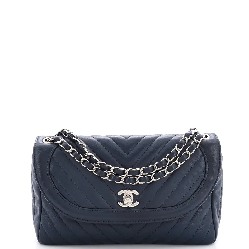 Contemporary Christian Dior handbags with a unique shapeRound CC Chain Flap Bag Chevron Lambskin Medium