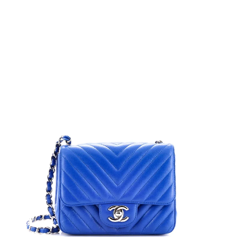 Christian Dior handbags with a detachable mirror for on - the - go touch - upsSquare Classic Single Flap Bag Chevron Caviar Mini