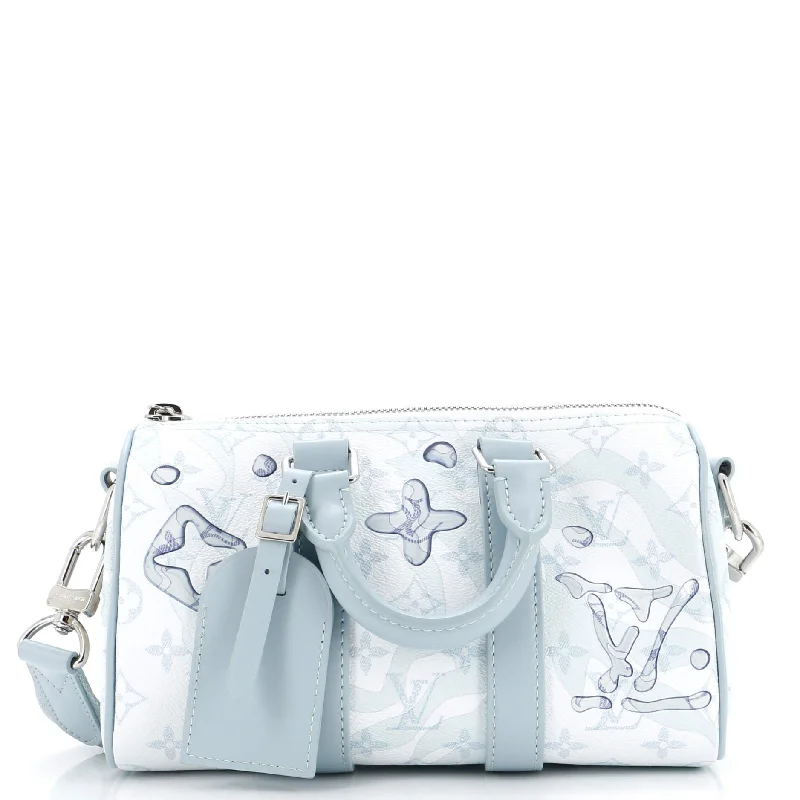 Christian Dior bags with a side - pocket for holding a water bottleKeepall Bandouliere Bag Limited Edition Aquagarden Monogram Canvas 25