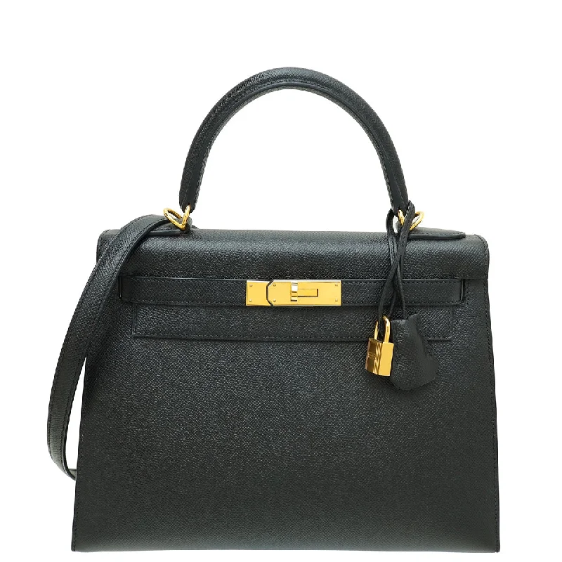 Hermes Noir Sellier Kelly 28 Bag